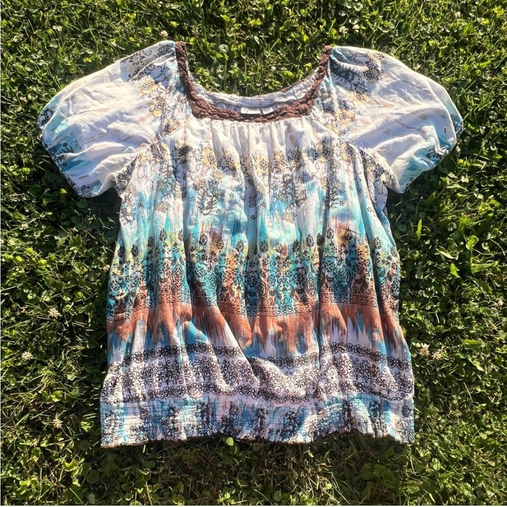 Cato Blue and Brown Women's Blouse